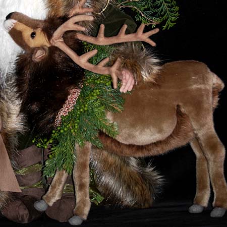 Black Forest Collectible Santa 28 inch with Brown Reindeer and Fawn by Stone Soup Designs 415 927 3527