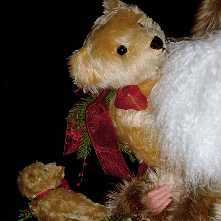 Comfort and Joy Collectible Santa 28 inch with Brown Teddy Bears and Gifts 415 927 3527 Stone Soup Designs